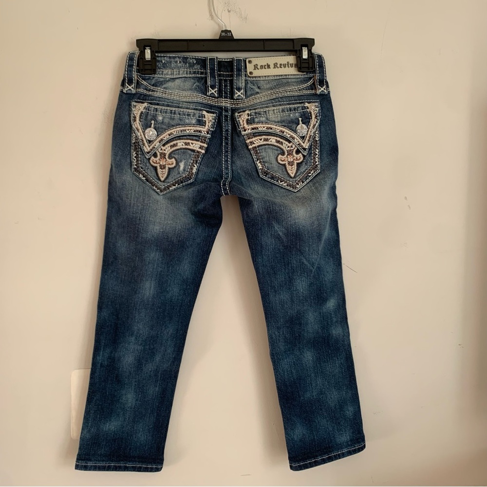 Rock Revival Alexia Crop Denim Jeans Women's Distress… Gem